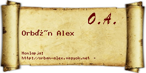 Orbán Alex névjegykártya